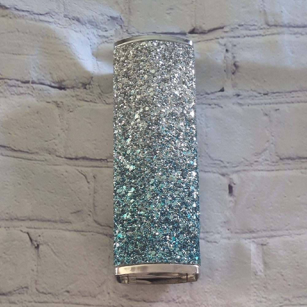 Bath & Body Works Blue/Silver Glitter Fine Fragrance Mist Decorative Container